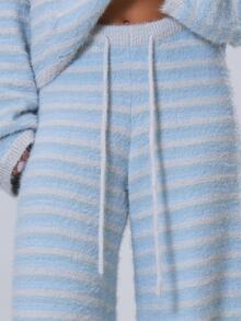 MUSERA Stripe Drawstring Loose Fit Wide Leg Fuzzy Pants Fall Autumn Winter Coolgirl Back To School Holiday Fudge - Multicolor - View 3