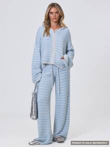 MUSERA Stripe Drawstring Loose Fit Wide Leg Fuzzy Pants Fall Autumn Winter Coolgirl Back To School Holiday Fudge - Multicolor - View 1