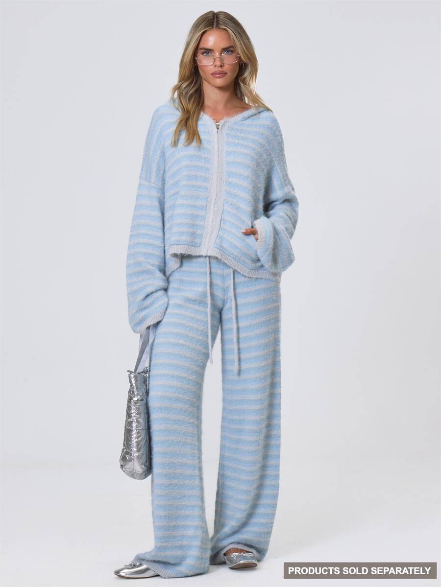 MUSERA Stripe Drawstring Loose Fit Wide Leg Fuzzy Pants Fall Autumn Winter Coolgirl Back To School Holiday Fudge - Multicolor - View 1