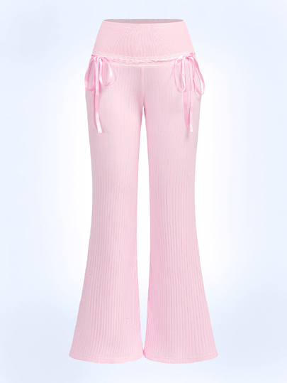 Y2Kool Vecteezy Pastel Pink Y2K Girl Lace Bow Street Chic Angel Wing Foil Print Loose Knit Ribbed Women Pants, Suitable For Autumn/Winter Parties, Gatherings And Daily Wear Knit Pants Ruffle Pants Pink Pants Pink Bottoms Bow Pants Pink Knit Pants Bow Detail Pants Lounge Pants Pink Flared Pants Ribbed Knit Pants Pink Bottoms For Women Gyaru Bell Bottom Pants Cute Bottoms For Women Cotton