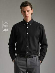 Calmiston Men Cotton Shirts Lightweight Fabric Polo Shirt | Black Color Collared Top, Suitable For Daily, Commute, Office, Light Sports And Beach Wear, - Black - View 1