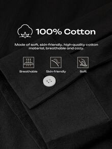 Calmiston Men Cotton Shirts Lightweight Fabric Polo Shirt | Black Color Collared Top, Suitable For Daily, Commute, Office, Light Sports And Beach Wear, - Black - View 2