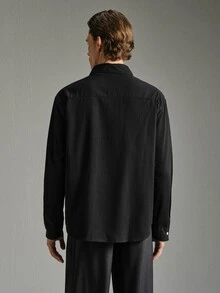 Calmiston Men Cotton Shirts Lightweight Fabric Polo Shirt | Black Color Collared Top, Suitable For Daily, Commute, Office, Light Sports And Beach Wear, - Black - View 7