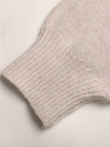 SHEIN 青少年女孩貝殼刺繡蝴蝶結繫帶針織開襟衫，秋冬款 - 杏色 - 查看 8
