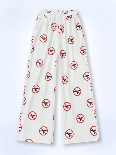 Shutterstock Y2Kool Women's Funny "No Panties" Graphic Print Loose Wide Leg Sweatpants, Streetwear Y2K Style, Autumn/Winter Y2k Bottoms Pajama Pants Y2k Pants Wide Leg Pants Casual Pants Stylish Collection New Year Gyaru White