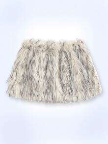 Y2Kool Women's Faux Fur Mini Skirt, Y2K Streetwear, Sexy, Party, Daily Wear, Suitable For Halloween, Back To School, Autumn/Winter Fluffy Skirt Fur Skirt Fur Shorts Matching Idea Casual Fuzzy Skirt Stylish Collection New Year Cotton - White - View 3