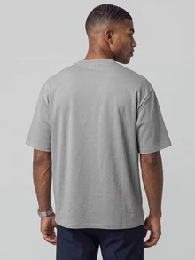 TekDrob Double Anti-Odor & Water Repellent T-Shirt With Single Chest Patch Pocket And Oversized Fit - Grey - View 3