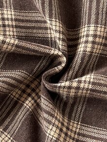 SHEIN 3pcs Baby Girls Shirt Tank Top Pants Cute Sweet Brown Rust Plaid Ribbed Long Sleeve Lapel Collar Regular Birthday Party Fall Holiday Flare - Multicolor - View 7