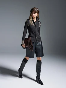 MYSTAURA Vintage Fitted Knit Sweater Top, Women's Slim Fit Cardigan Jacket - Black - View 3