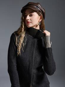 MYSTAURA Vintage Fitted Knit Sweater Top, Women's Slim Fit Cardigan Jacket - Black - View 4