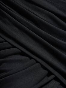 MYSTAURA Minimalist Elegant Long Sleeve Fitted Women Short Dresses - Black - View 7