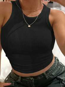 Rovax Women's Solid Color Fitted Versatile Daily Casual Top - Black - View 4