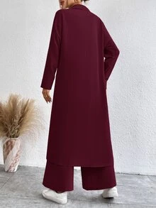 RosyDaze 2pcs/Set Shirt And Pants - Burgundy - View 2
