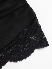 Sweetra Women's Lace Patchwork Sleeveless Strapless Short Dress - Black - View 7