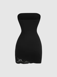 Sweetra Women's Lace Patchwork Sleeveless Strapless Short Dress - Black - View 2