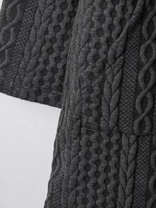 SHEIN Clasi 一件式抓絨領夾克，簡約舒適保暖外套 - 灰色 - 查看 5