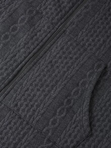 SHEIN Clasi 一件式抓絨領夾克，簡約舒適保暖外套 - 灰色 - 查看 8