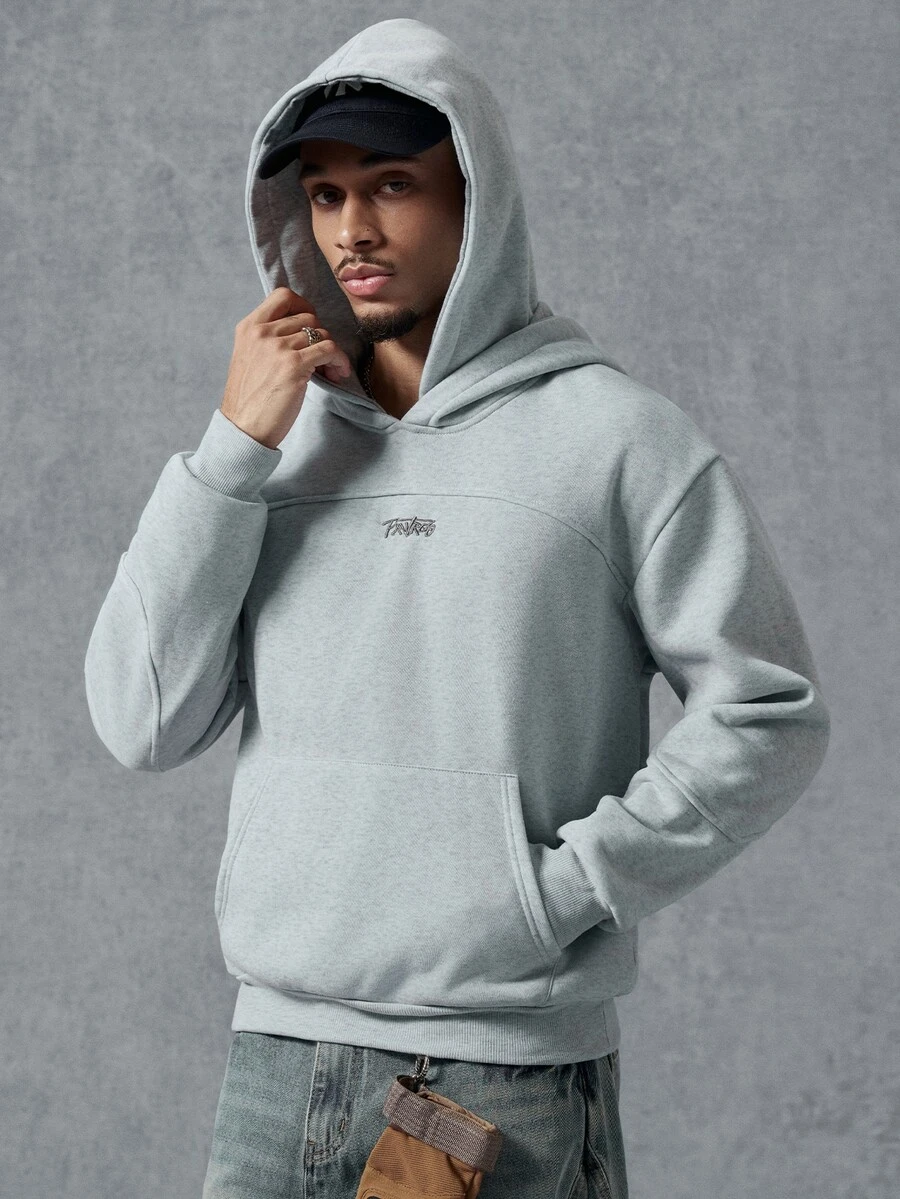 PAVTROS Hoodie Sweatshirt Pria Lengan Panjang Bordir Huruf Kasual Streetwear dengan Saku untuk Liburan Pantai, Abu-abu Muda, Musim Gugur - Grey - View 1