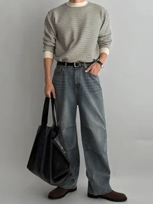 DAZY Men Striped Pattern Sweater Long Sleeve Tops - Multicolor - View 3
