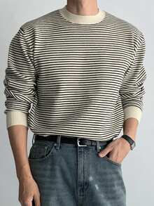 DAZY Men Striped Pattern Sweater Long Sleeve Tops - Multicolor - View 2