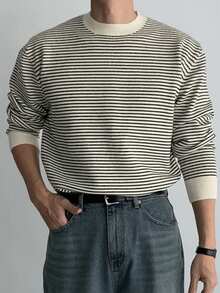 DAZY Men Striped Pattern Sweater Long Sleeve Tops - Multicolor - View 4