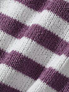 DAZY Women's Striped Long Sleeve Top, Bow Decor Tank Top And Pants Pajama Set - Purple - View 7