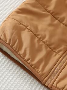 Cozy Pixies Kids Young Boy Solid Color Versatile Comfortable Crew Neck Padded Fleece Lined Vest Winter Jacket - Brown - View 8