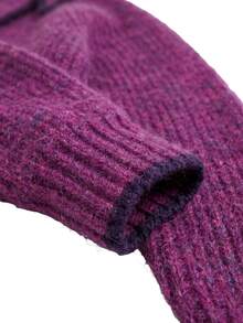 Nöista Sweater Rajut Bergaris dengan Detail Syal. Musim Gugur/Musim Dingin, Berlapis, Nyaman, Sehari-hari, Natal. - Burgundy - View 10