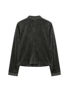 Nöista Women's Floral Embroidered Single-Breasted Vintage Elegant Jacket - Dark Green - View 9