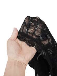 ROMWE Gothic Style Bell Sleeve Lace Open Front Fashion Top - Black - View 6
