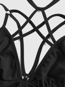 ROMWE Goth Women's Sexy Summer Solid Color Halter Halter Tank Top - Black - View 4