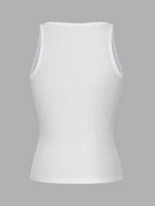 SHEIN Sexy Sleeveless Knitted Crop Top, Fitted Sports Camisole - White - View 11
