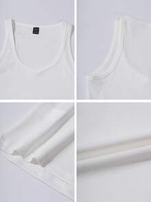 SHEIN Sexy Sleeveless Knitted Crop Top, Fitted Sports Camisole - White - View 9