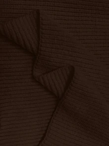 RosyDaze Women's Fashion Casual Off-Shoulder Chain High Collar Ribbed Knit Sweater - Brown - View 4