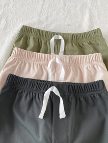 SHEIN Vintaside Kids 3pcs Celana Panjang Bayi Laki-laki Sederhana Kasual Warna Polos Cocok Untuk Pemakaian Sehari-hari, Sekolah, Jalan-jalan, dan Olahraga - Hijau - View 4
