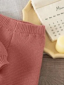 Young Girls Sweater Co-Ords, Knitted Long Sleeve Sweater And Knitted Wide Leg Pants, Suitable For Autumn/Winter - Pink - View 6