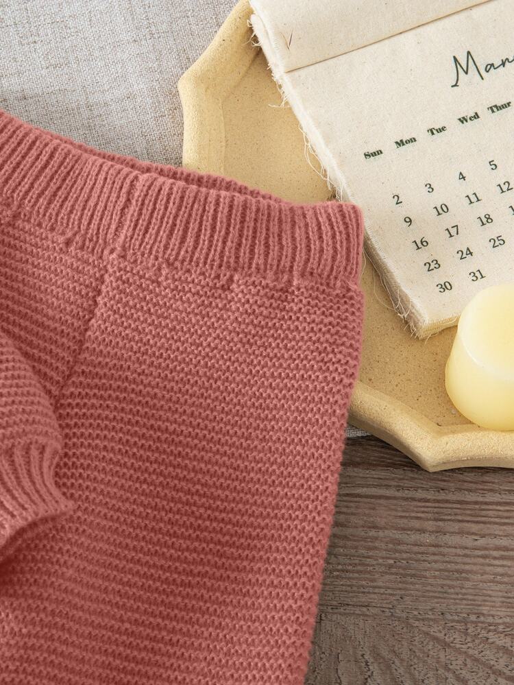 Young Girls Sweater Co-Ords, Knitted Long Sleeve Sweater And Knitted Wide Leg Pants, Suitable For Autumn/Winter - Pink - View 6