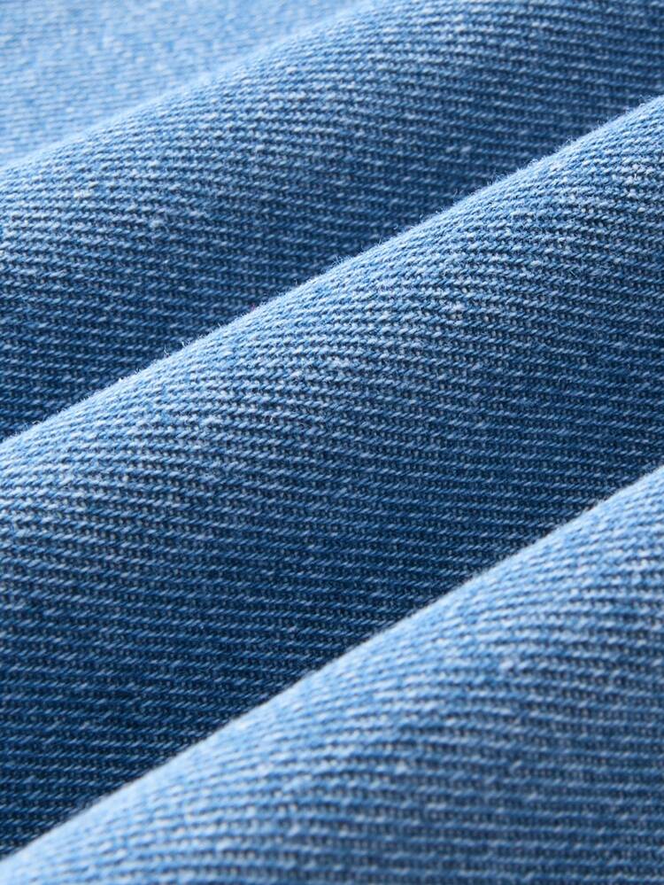 Rivivi Petite 女款休閒水洗刺繡拼接牛仔褲 - 藍色 - 查看 5