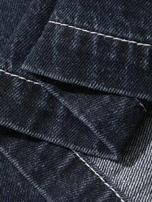 FRIFUL Women's Lace-Up Placket Casual Versatile Daily Denim Jacket Long Sleeve Tops - Black - View 8