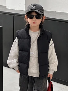 DAZY Young Boy Autumn/Winter Casual Versatile Sleeveless Jacket - Black - View 4