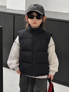 DAZY Young Boy Autumn/Winter Casual Versatile Sleeveless Jacket - Black - View 5