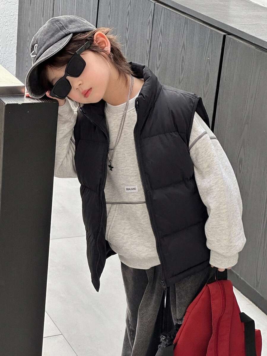 DAZY Young Boy Autumn/Winter Casual Versatile Sleeveless Jacket - Black - View 1
