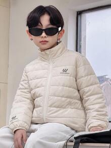 DAZY Chaqueta casual versátil de unicolor para niño preadolescente en invierno - Beis - Ver 5