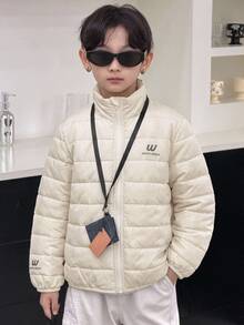 DAZY Chaqueta casual versátil de unicolor para niño preadolescente en invierno - Beis - Ver 2