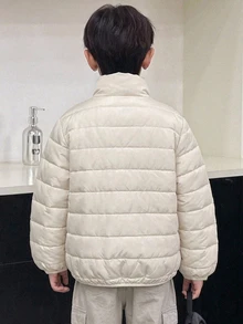 DAZY Chaqueta casual versátil de unicolor para niño preadolescente en invierno - Beis - Ver 3