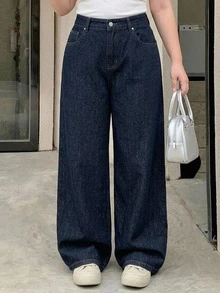 Dazy Plus Autumn New Solid Color Casual Vacation Business Casual Style Versatile All-Season Denim Jeans - Dark Wash - View 6