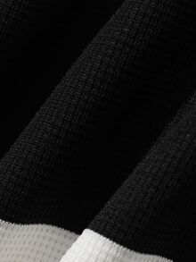 Dazy Kids Sweatshirt Lengan Panjang Kasual Berkerah Garis-Garis Longgar (Anak Perempuan Remaja), Musim Gugur/Dingin - Hitam dan Putih - View 10