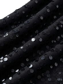 Nöista Gaun Mini Hitam Lengan Panjang dengan Detail Kerut dan Payet. Musim Gugur, Musim Dingin, Pesta, Acara Malam, Klub, Makan Malam, Elegan, Halloween, Natal, Jalan-jalan, Disko. - Hitam - View 12