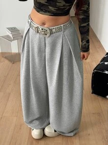 Coolane Women's Men's Plus Size Fall Winter Streetwear Casual Gym Baggy Mid Rise Wide Leg Grey Warm Sweatpants - Light Grey - View 4