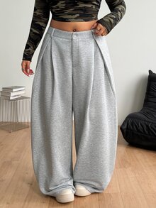 Coolane Women's Men's Plus Size Fall Winter Streetwear Casual Gym Baggy Mid Rise Wide Leg Grey Warm Sweatpants - Light Grey - View 3